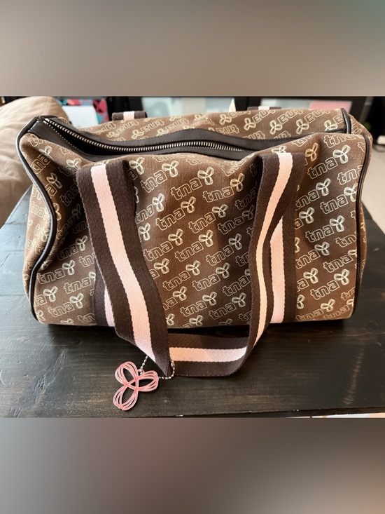 TNA Handbags - TNA Brown and Pink Logo Small Duffle Bag